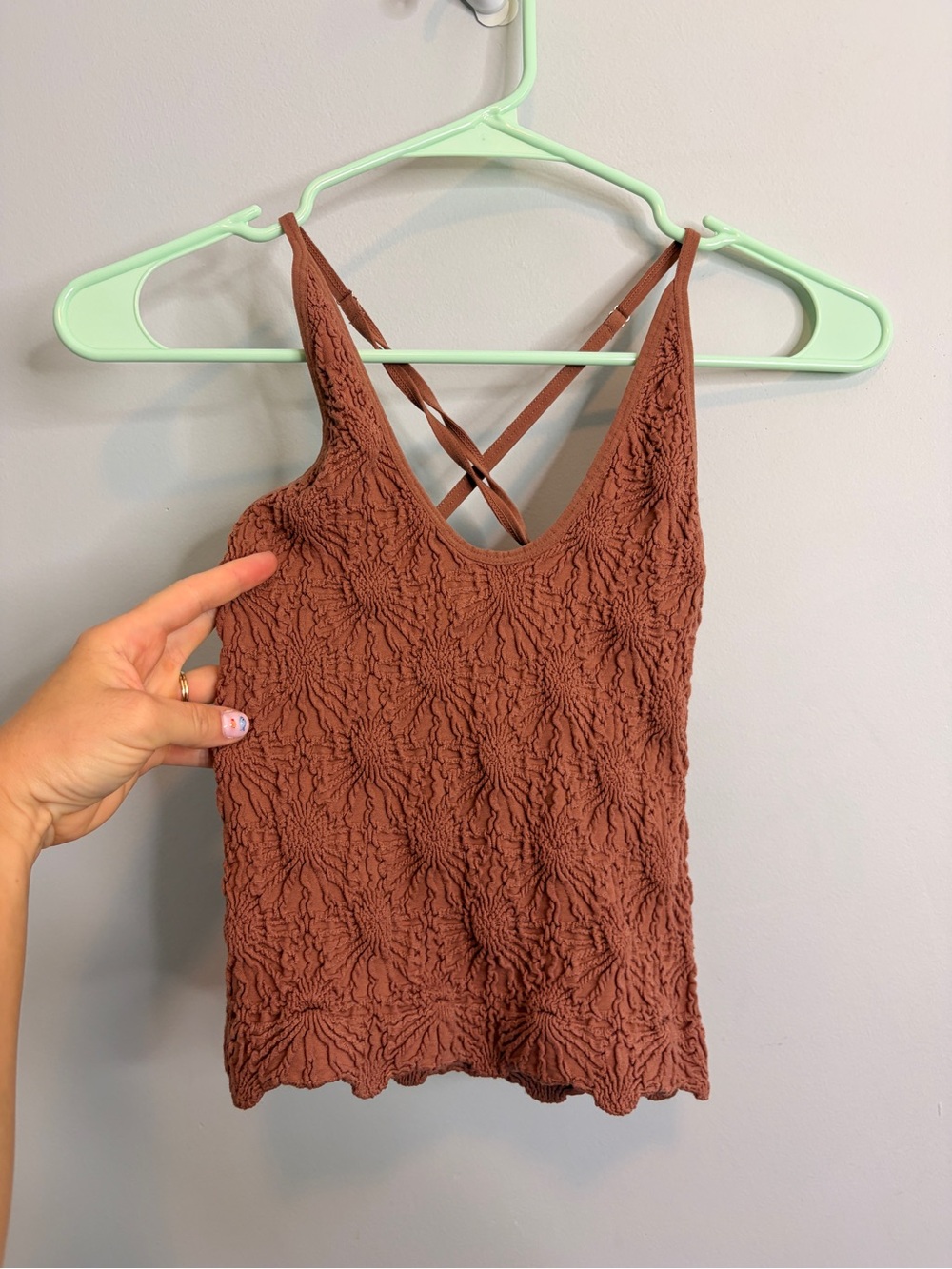 Altar’d State Brown Textured Crisscross Strap Tank Top - Women s/m